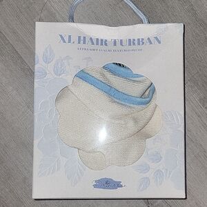XL Hair Turban with Blue Stripe